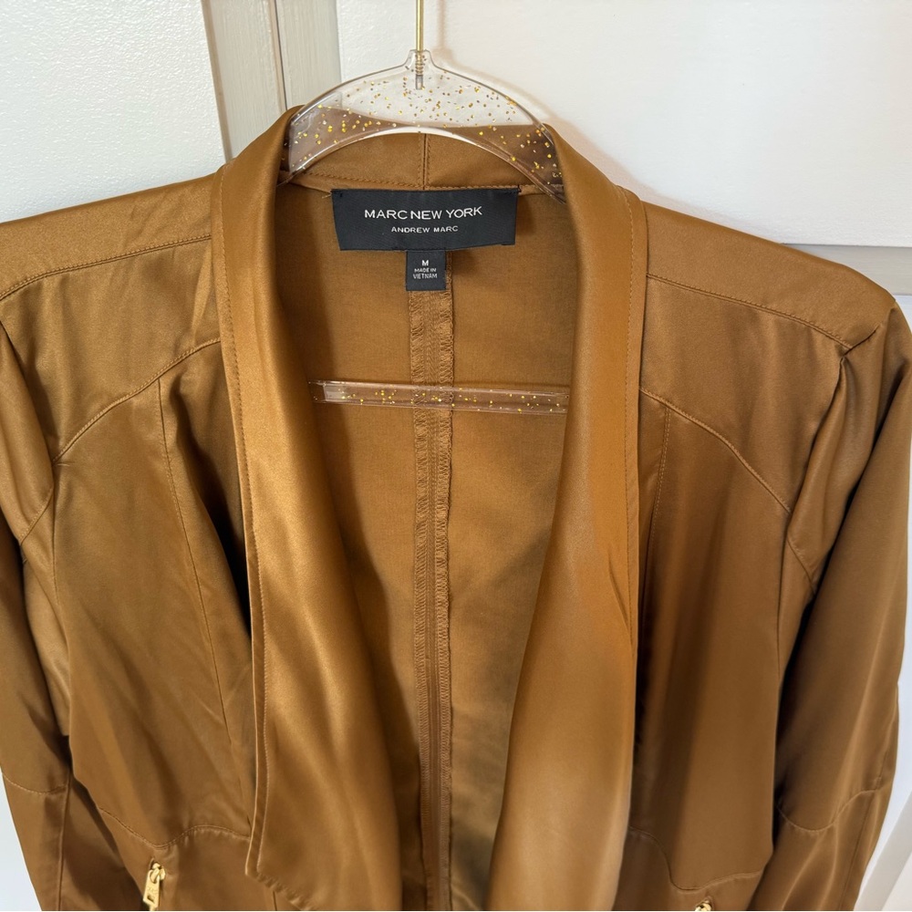 Marc New York Women's Camel Brown Open-Front Leather Jacket